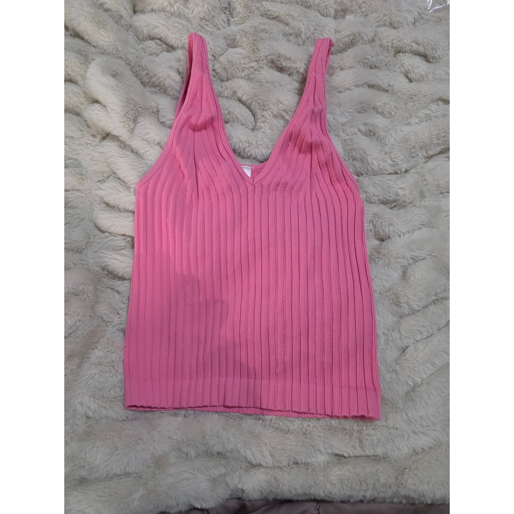 Nikibiki Pink Ribbed V-Neck Seamless Tank Top Camisole One Size